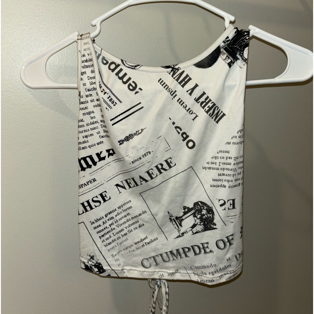 Newspaper Print Crop Top